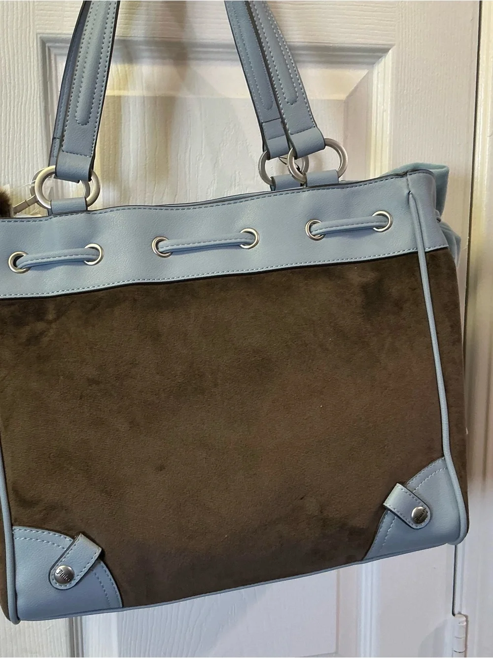 Juicy Couture New Love Chapter Tote Daydream Chocolate Blue W/Charm Viral NEW